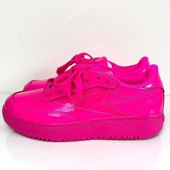 Reebok Cardi B Club C Double Hot Pink Patent Leather Sneakers 6.5 - Picture 1 of 13